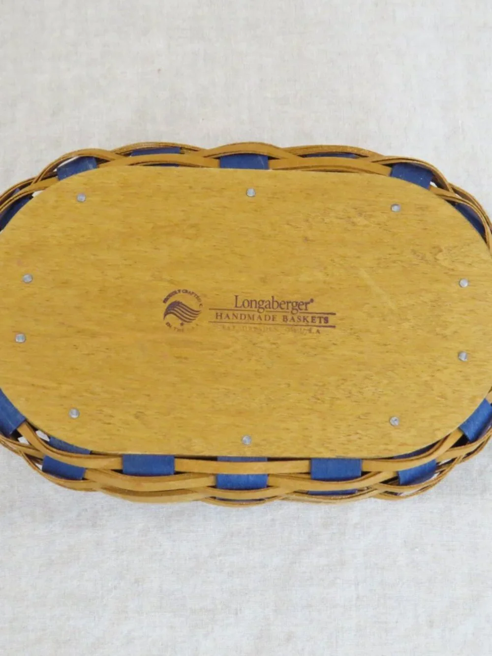 Longaberger Bicentennial 2017 Dresden Basket - Blue and Tan, No Lid, No Liner